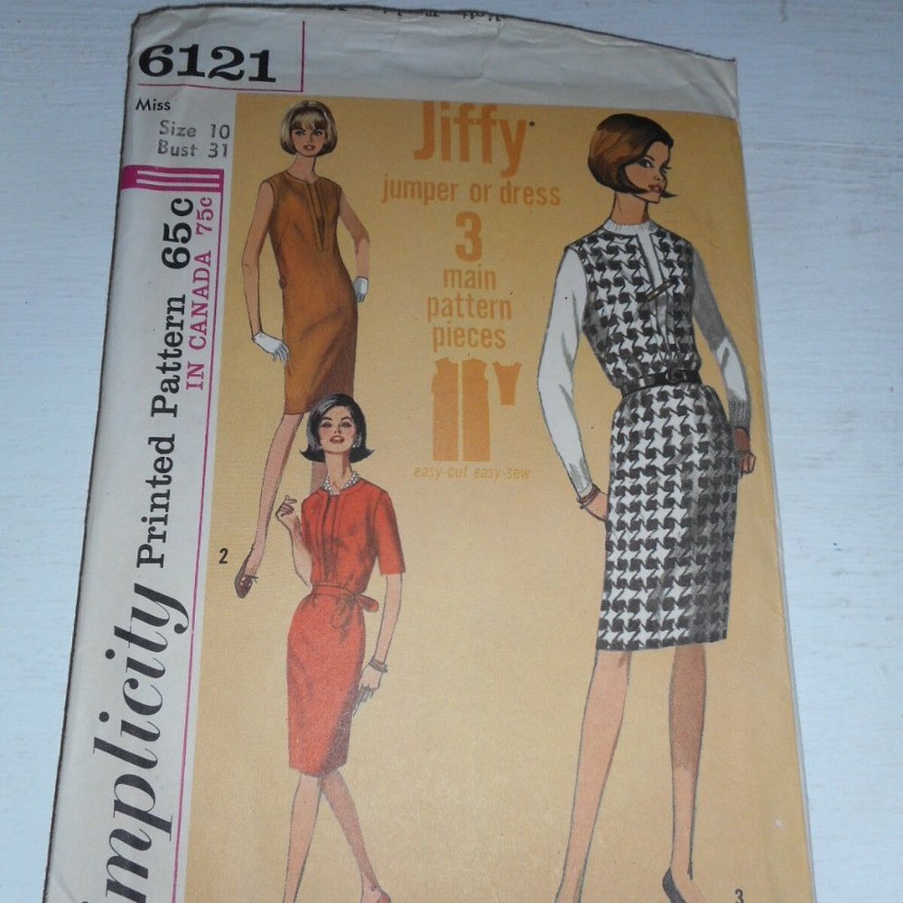 Vintage 1960s Simplicity Size 10 6121 jumper dress